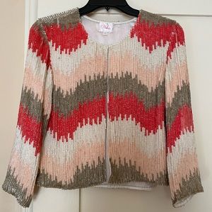 Parker Sequin 3/4 Sleeve Silk Jacket -Small